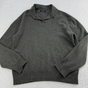 NAADAM Luxe Cashmere Polo Sweater Olive Green Mens Small $378